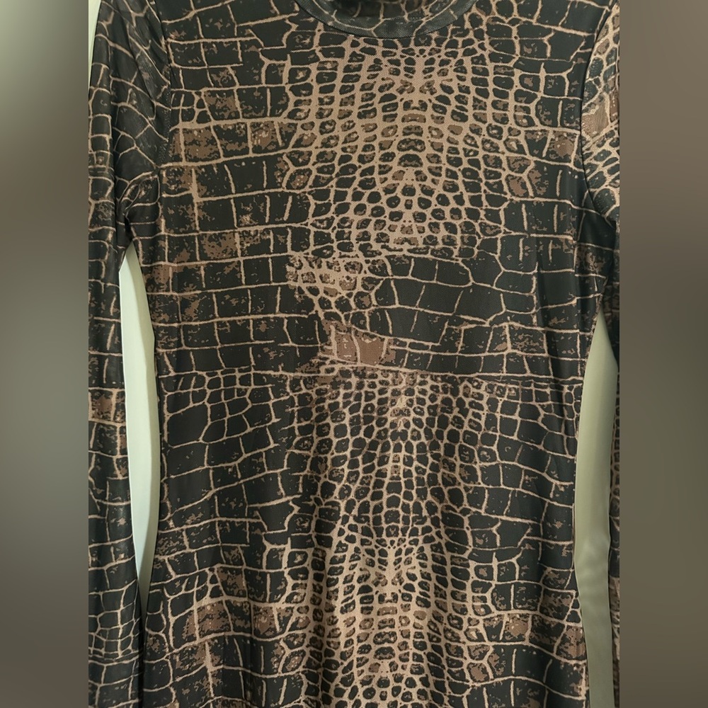 Fashion Nova Sexy In Snake Mesh Jumpsuit - Brown - Picture 6 of 10